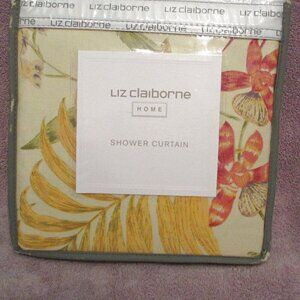 Vtg Liz Claiborne Bon Aire Fabric Shower Curtain Cotton Tropical Colorful Beach